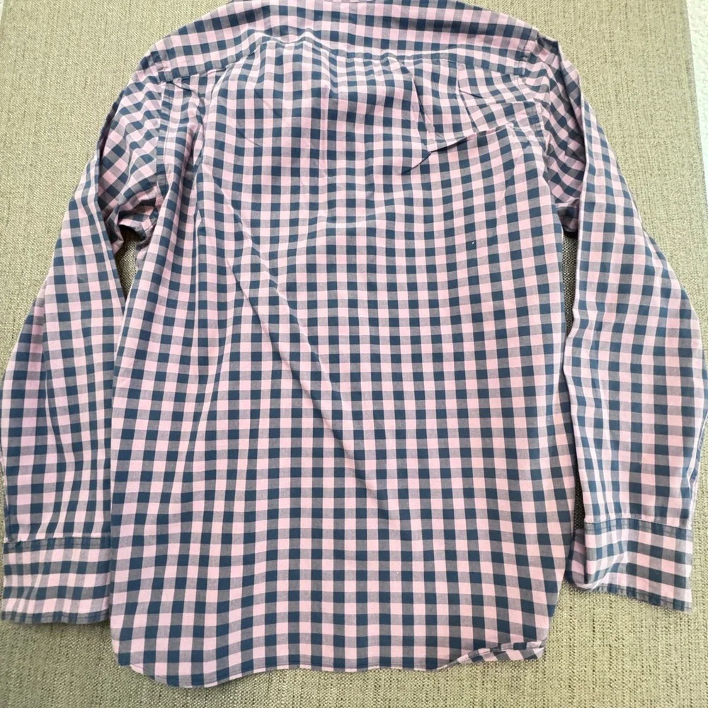 J.Crew Flex Washed Slim Fit Gingham Button Down Shirt Mens Medium Pink Navy